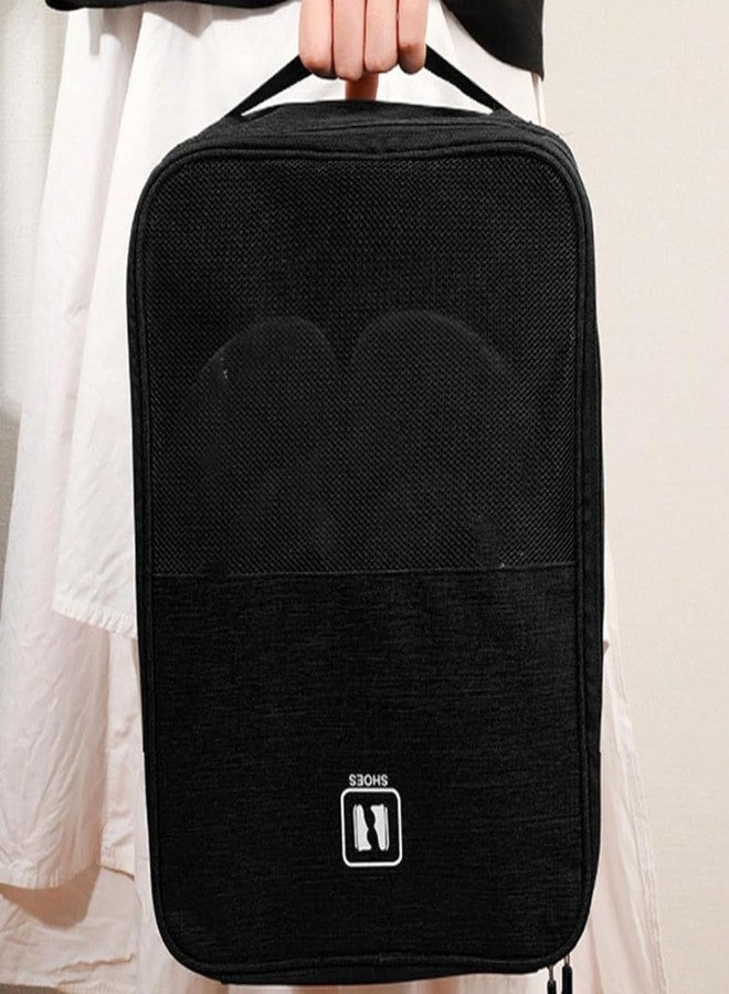 Giffy Shoe Organiser Polyester Bag Waterproof Footwear Pouch, 3 in 1 Portable Storage with Double Side Zipper Easy to Carry for Traveling Men Women Black - Image 5